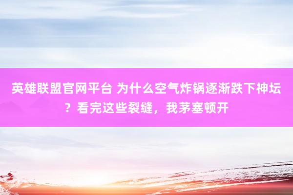 英雄联盟官网平台 为什么空气炸锅逐渐跌下神坛？看完这些裂缝，我茅塞顿开