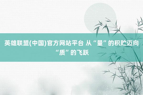 英雄联盟(中国)官方网站平台 从“量”的积贮迈向“质”的飞跃