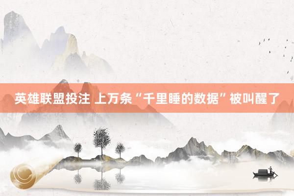 英雄联盟投注 上万条“千里睡的数据”被叫醒了