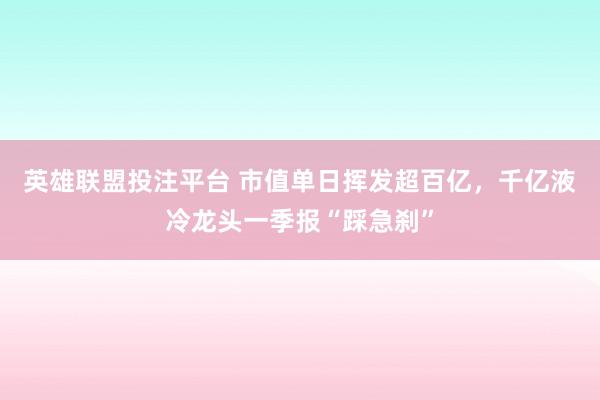 英雄联盟投注平台 市值单日挥发超百亿，千亿液冷龙头一季报“踩急刹”